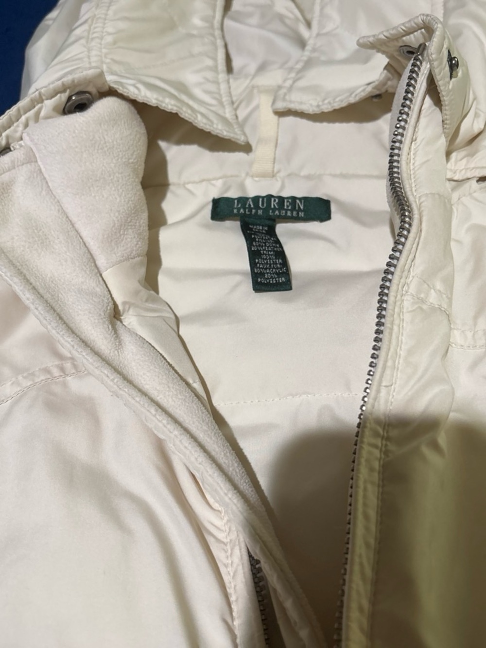 Ralph Lauren Cream Quilted Puffer Jacket